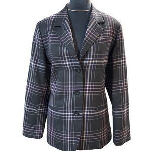 Harris Wallace New York Women’s Gray Lavender Plaid Blazer Jacket